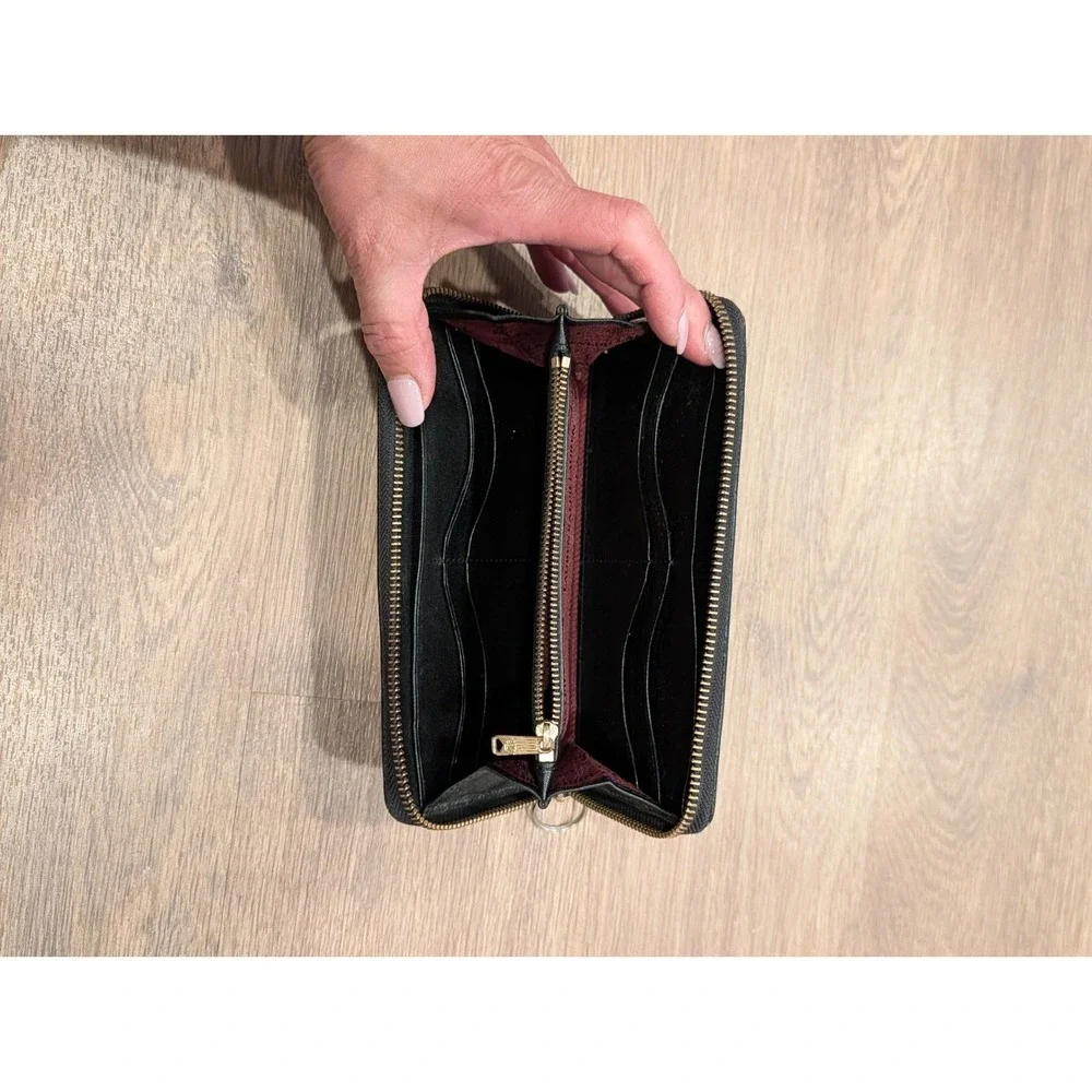 Vintage Style Classic RLL Ralph Lauren Black Leather Zip Wallet